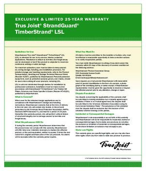 Trus Joist StrandGuard TimberStrand LSL Warranty