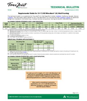 Supplemental Guide for 1¾″ 2.0E Microllam® LVL Wall Framing