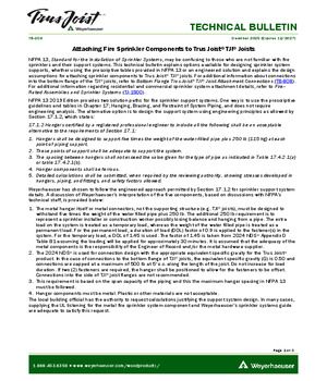 Attaching Fire Sprinkler Components to Trus Joist® TJI® Joists