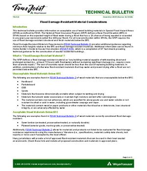 Flood Damage-Resistant Material Considerations