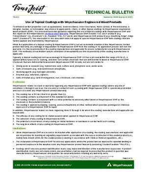 Use of Topical Coatings with Weyerhaeuser Engineered Wood Products