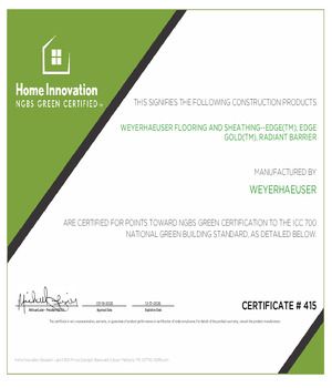 Green Approved Product: Edge, Edge Gold, RBS, Sheathing